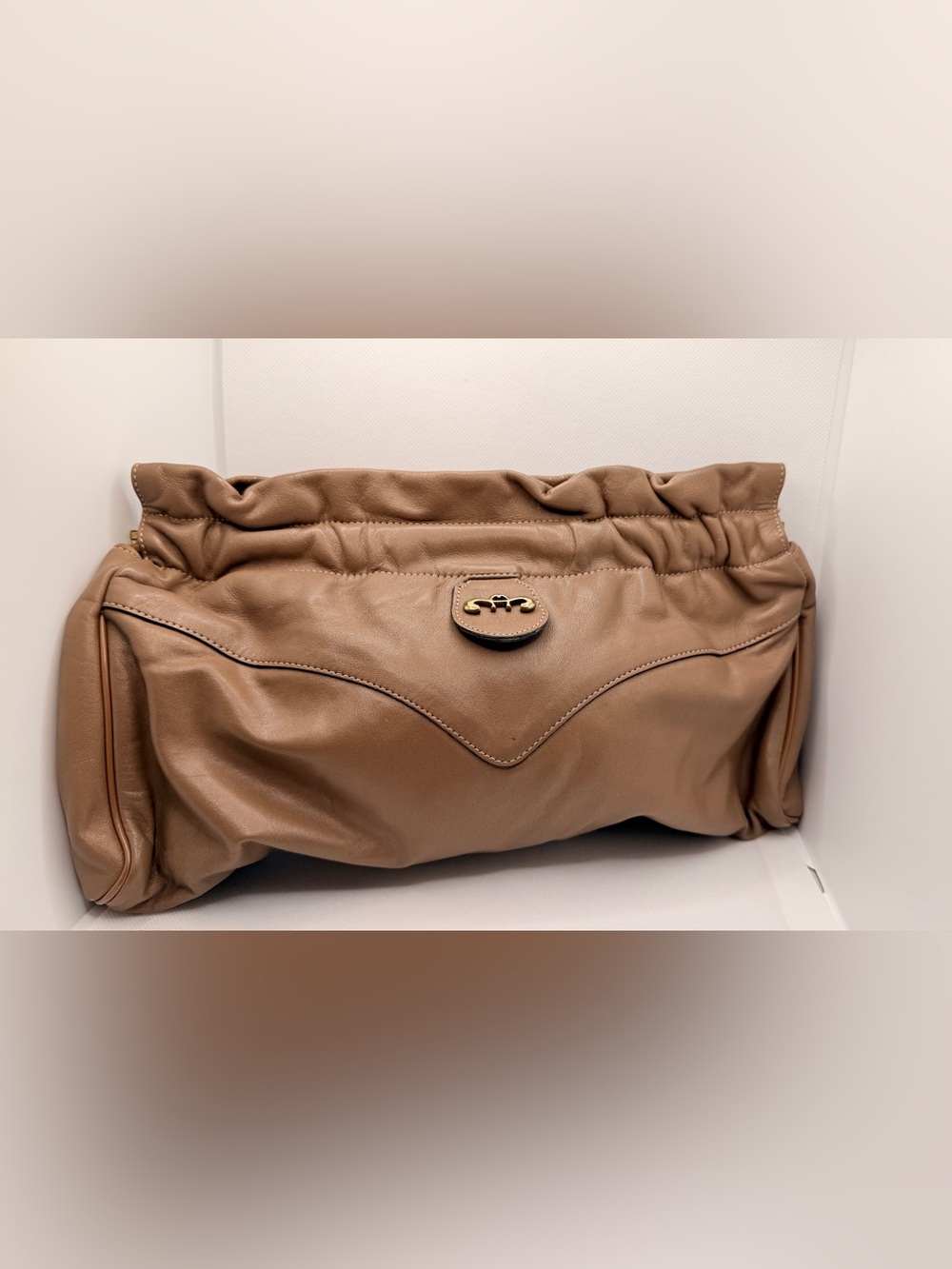 Etienne Aigner Brown Leather Clutch Wristlet
